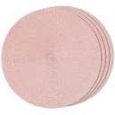 FunWheat Round Braided Placemats Set of 4 Table Mats for Dining Tables Woven Washable Non-Slip Place mats 15 inch(Peach Pink, 4pcs)