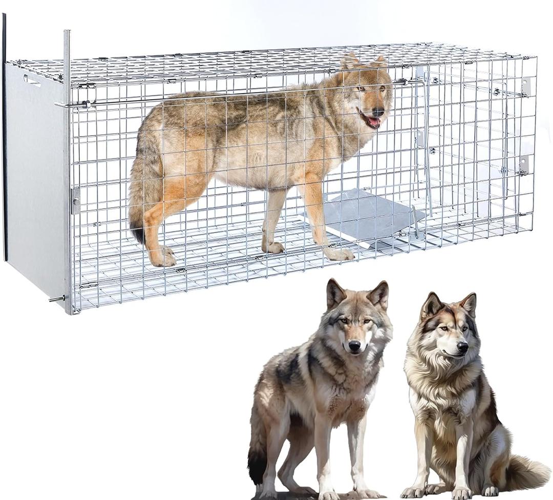 57" Large Humane Live Animal Trap,Collapsible Animal Catcher Cage for Large Dogs up to 55 pounds,Foxes,Coyotes,Bobcat,Similar Sized Animals