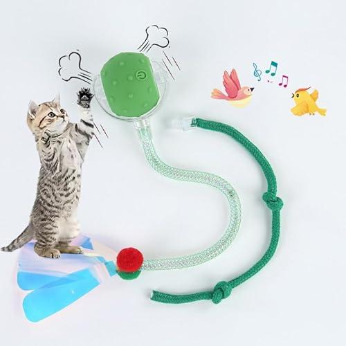 Hahbabya Interactive Cat Toys Ball for Indoor Cats,[2025 Newly Upgraded] Agile Moving Cat Ball with Elastic Mesh Tail,Automatic Kitten Toys for Bored Indoor Adult Cats,Motion Activated (Green)Pack of 2