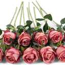 10pcs Artificial Rose Flowers Long Stem Fake Silk Roses for DIY Wedding Bouquet Table Centerpiece Home Decor (Rose Red)