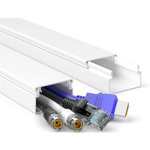 Delamu Cord Hider | 28.4In Cord Covers for Wires on Wall | Large Cable Hider | Wire Covers for Cords | Wire Hiders for TV on Wall | Paintable Cable Cover Cable Management | W1.18 H0.6in, White