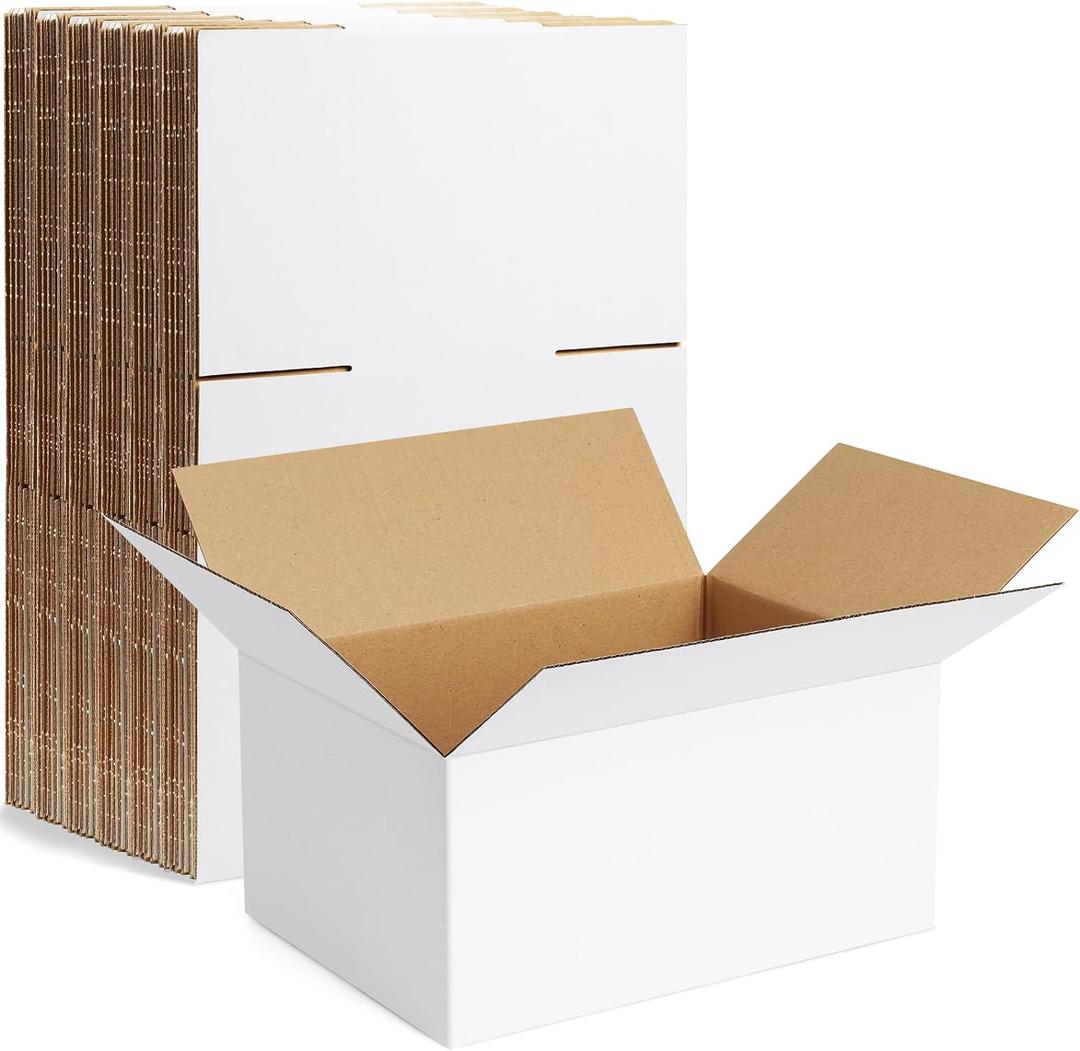 Famagic 10 Pack 8x6x4 Inch Small Shipping Boxes White Corrugated Cardboard Boxes Mailer for Small Business, Mailing Boxes for Packaging Bulk