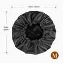 3 x Satin Bonnet Silk Bonnet for Sleeping Women and Men, Ajustable Hair Bonnet for Curly Hair with Double Layer Hair Bonnet,Black - Black,Medium