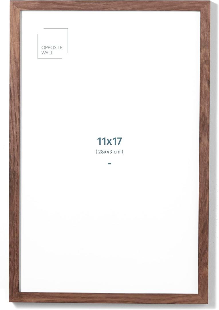 Opposite Wall - 11x17 in - Dark Solid Oak Wood Picture Frame - Lightweight, Versatile & Shatterproof - Wall Hanging Poster or Photo Frame - Wall Decor for Office, Gallery & Home