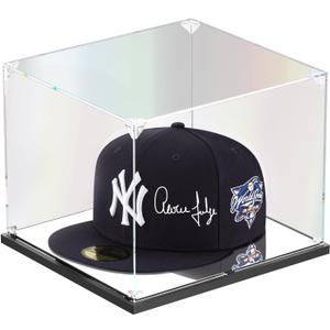 Hat Display Case, Clear Acrylic Hat Box with Mirror Base, Display Case for Baseball Cap, Snapback Caps, Mini Helmet (8.7x7.9x7.1 inch, 22x20x18 cm)