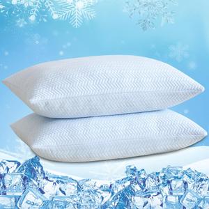 DOWNCOOL Cooling Pillow Queen Size Set of 2, Adjustable Shredded Memory Foam Pillows for Sleeping, Cool Bed Pillows for Hot Sleepers, Supportive Firm Pillow for Side Back Stomach Sleepers, 20X30
