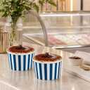 Coppetta 5 Ounce Dessert Cups, 50 Disposable Ice Cream Cups - Lids Sold Separately, Sturdy, Blue And White Paper FroYo Bowls, Striped, For Hot And Cold Foods, Perfect For Gelato - Restaurantware