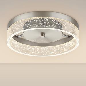 LED Flush Mount Ceiling Light Fixture, 12In Crystal Chandelier with Clear Bubble Acrylic, Modern Ceiling Lighting for Dining Room, Bedroom, Living Room, Kitchen, Brushed Nickel, 4000K Dimmable