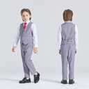 YND Boys Formal Slim Fit, 5-Piece Suits for Kids, Jacket Vest Pants Shirt and Tie for Wedding Prom Light Gray (10yrs)