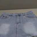 ELLEVEN Denim Skirt with Shorts Mini Skort - Casual Jean Skirts with Raw Hem & Pockets (Large)