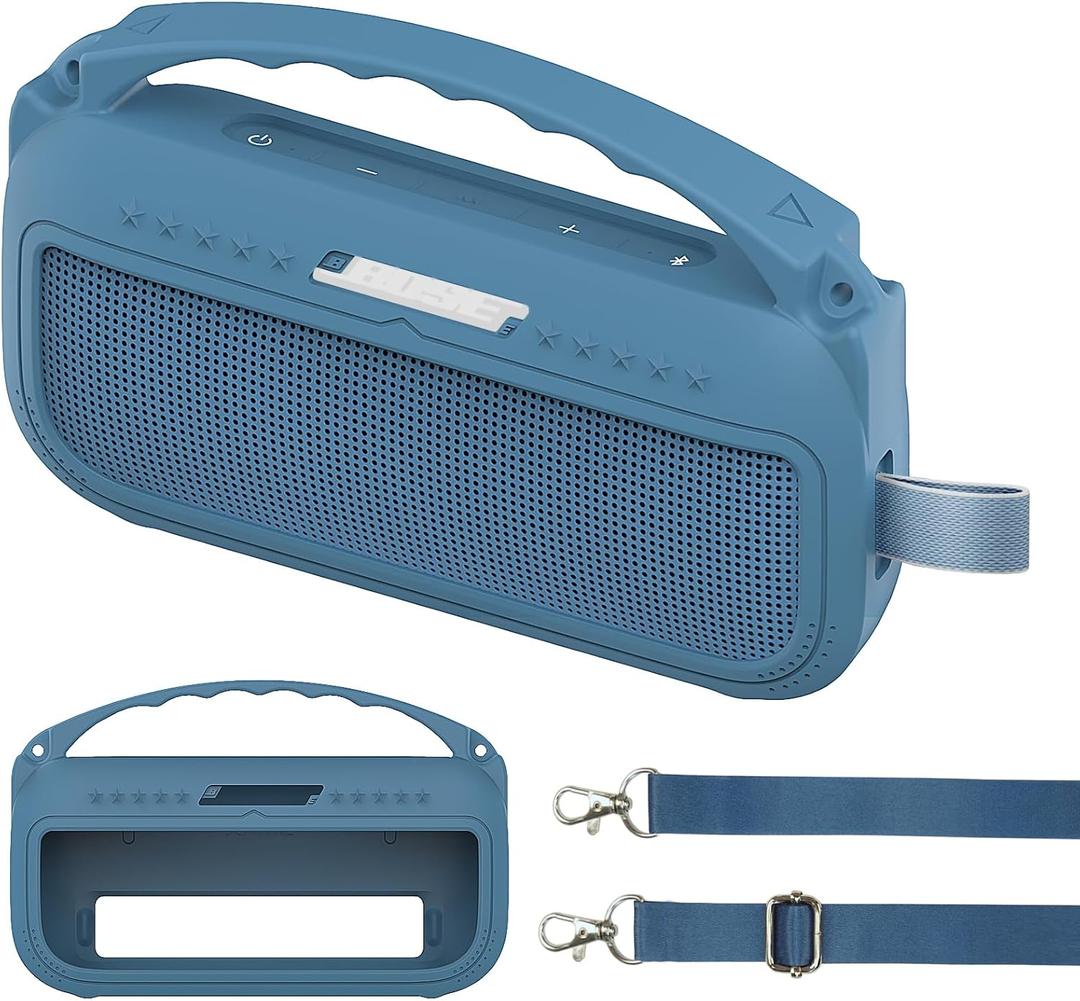 JCHPINE Silicone Cover Case for Bose SoundLink Flex Portable Bluetooth Speaker 2nd Gen, Protective Holder for Bose SoundLink Flex Speaker Accessories (Silicone case, Blue Dusk)