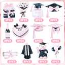 30 Pcs Pink Bow Graduation Decorations Black and Pink Graduation Swirl Decorations Class of 2026 Congrats Grad Ceiling Hanging Bow and Bear Decor Senior 2026 College Party Supplies