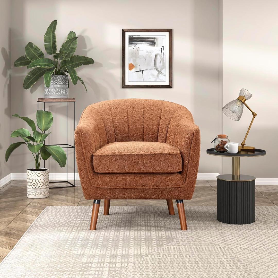 Lexicon Alard Tufted Fabric Barrel Accent Chair, Rust 31"D x 30"W x 30"H