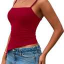 3 x PRETTYGARDEN Women's Summer Spaghetti Strap Tank Tops Sleeveless Camisole Blouses Asymmetrical Going Out Basic Tank Shirt (Red, S)
