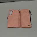 Defencase Compatible with Galaxy S21 FE 5G Case Wallet with RFID Blocking Card Holder for Women Men, PU Leather Magnetic Snap Flip Zipper Strap Phone Case Fit for Samsung Galaxy S21 FE 5G, Rose Pink