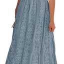 MEROKEETY Women's 2026 V Neck Short Sleeve Floral Lace Wedding Dress A Line Boho Bridesmaid Cocktail Party Maxi Dress (Blue, S)