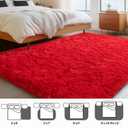  23x50 Inch Area Rug for Bedroom Living Room, Fluffy Plush Bedside Rug Modern Throw Rugs for Entryway Non Slip Indoor Shag Fuzzy Small Carpet for Kids Girls Room Nursery Home Decor Red