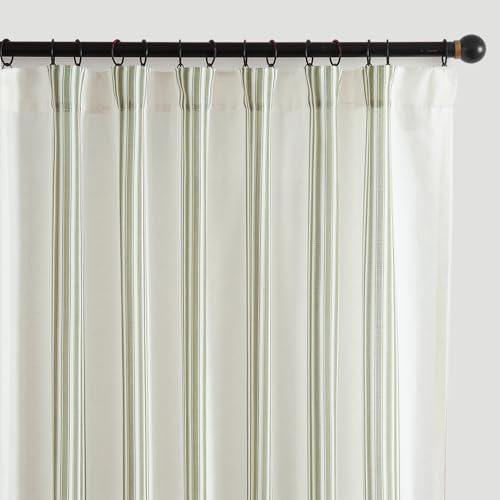 jinchan Striped Linen Blend Curtains 84 Inches Long for Living Room Sage Green Stripe Rod Pocket Semi Sheer Light Filtering Drapes for Bedroom Farmhouse Curtain Set 2 Panels