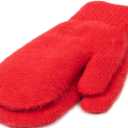 Winter Warm Mittens for Women - Cold Weather Stretch Thick Lining Knitted Gloves S/M (Red)