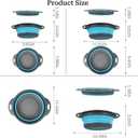 Collapsible Colander 3-Pack Set Space-Saving Foldable Kitchen Strainer with Non-Slip Base Durable Thickened PP+TPE Collapsible Strainers for Pasta, Vegetables, Fruits (Gray-Blue)