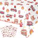 3pcs Firefighter Birthday Party Tablecloths Fire Truck Theme Table Cover Decorations for Firetruck Fireman Birthday Party Baby Shower Supplies, 51.1 x 86.6 inches