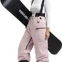 GSOU SNOW Womens Baggy Snowboard Pants Ski Bibs Snow Loose Overalls Waterproof Windproof Insulated Warm (X-Small, Pink)