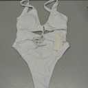 CHYRII Women's White Sexy Cutout Lace Up Backless High Cut One Piece Swimsuit Monokini M