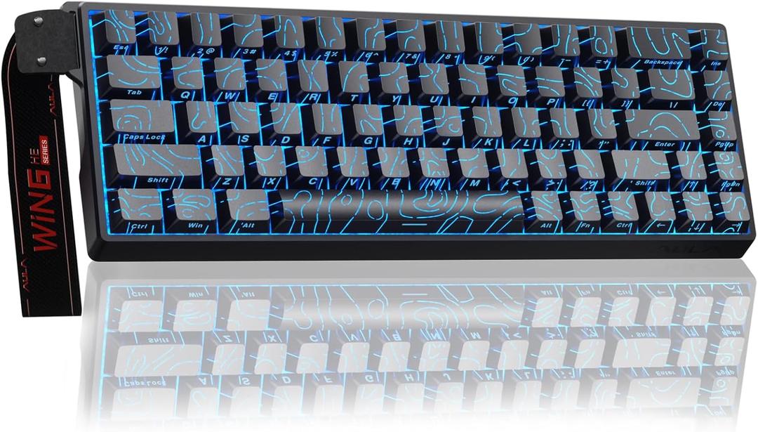 AULA WIN68 HE Mechanical Gaming Keyboard 60%, Hall Effect Magnetic Switch, Fast Trigger Mode Adjustable Actuation, 8000Hz Polling Rate, RGB Backlit, Small Wired Keyboard for Laptop/PC Gamer (Line Black-standard version)