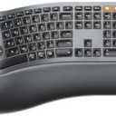 ProtoArc Ergonomic Full Size Wireless Bluetooth Ergo Keyboard, Cushioned Palm Rest, Split Design, Rechargeable, Compatible for Windows, Mac OS - Gray and Black