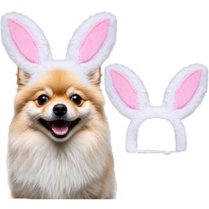 2 x Dog Easter Bunny Ears Costume Headband, Puppy Easter Outfit, Cute Pet Head Accessories for Halloween Party Headwear Supplies (Pink, Small)