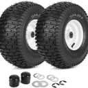 15x6.00-6 Rubber Lawn Mower Tire and Wheel, 2 Pcs Replacement 15x6-6nhs Riding Mowers Lawn Tire and Wheel with Bearing Bore 3/4" & 5/8", 3" Centered Hub