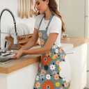 Floral Apron Kitchen Apron with Hand Wipe, Aprons for Women with pockets,Women's Kitchen Apron,Waterproof Aprons for Cooking Baking (2, Flower)