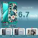 Hekodonk for Galaxy S25 FE Case,Three Layer Heavy Duty Shockproof Protection Hard Plastic+Soft Silicone Full Body Drop Protective Case for Samsung Galaxy S25 FE 6.7 inch,All Green Flower