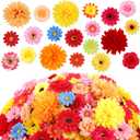 210Pcs Mini Silk Flower Heads Small Fake Mums Rose Faux Flowers Bulk for Crafts Artificial Loose Fabric Flowers Heads Sunflower Bulk for Wedding Hair Cap Dresses Fall Home Decorations (Orange)