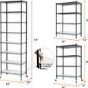 SINGAYE 8 Tier Shelf Organizer Storage Metal Shelves Garage Wire Shelving Unit Pantry Rack Adjustable Standing Storage for Kitchen Closet Laundry Bathroom Pantry 12" D x 22" W x 74" H Black