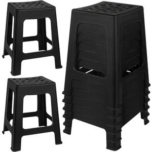 TURSTIN 6 Pack Plastic Stools 16.9 Inch Black Nesting Stools Portable Backless Bar Stool Flexible Seating Chairs for Classroom Office Home