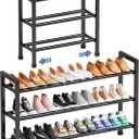 Mavivegue 19- 43 Adjustable Shoe Rack, 3 Adjustable Length, 3 Tier Expandable Shoe Rack for Closet, Entryway, Shoe Shelf, Black