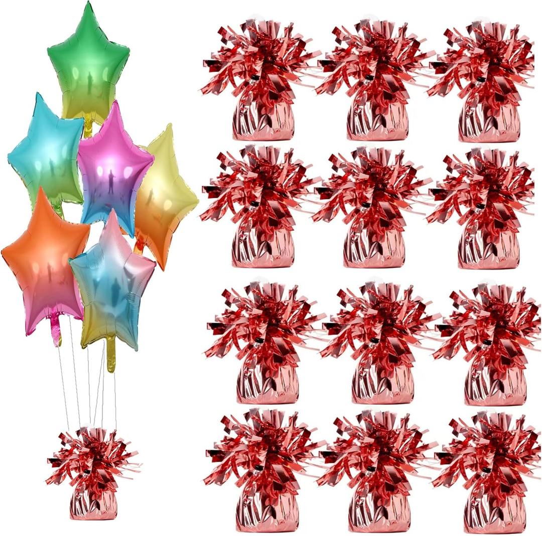 Balloon weights, 12 pieces, aluminum foil, suitable for birthday parties, gatherings, weddings, dinners and other occasions, weight 0.36lb (Rose Gold)