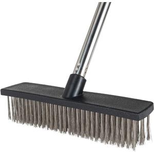 Heavy-Duty Push Broom Brush - Perfect for Bathroom, Kitchen, Patio, Garage, Deck, Concrete, Wood, Stone, and Tile Floors (10.6" Stainless Steel Bristle-Black)
