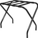 King's Brand Furniture-Black Metal Foldable Luggage Rack Stand with Nylon Belts