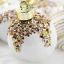 Satin Christmas Balls Ornaments, Silk Christmas Hanging Ball Decorations, 12Pcs 3.15" Luxury Vintage Christmas Tree Decor for Xmas Holiday Wedding Party, Package (White)