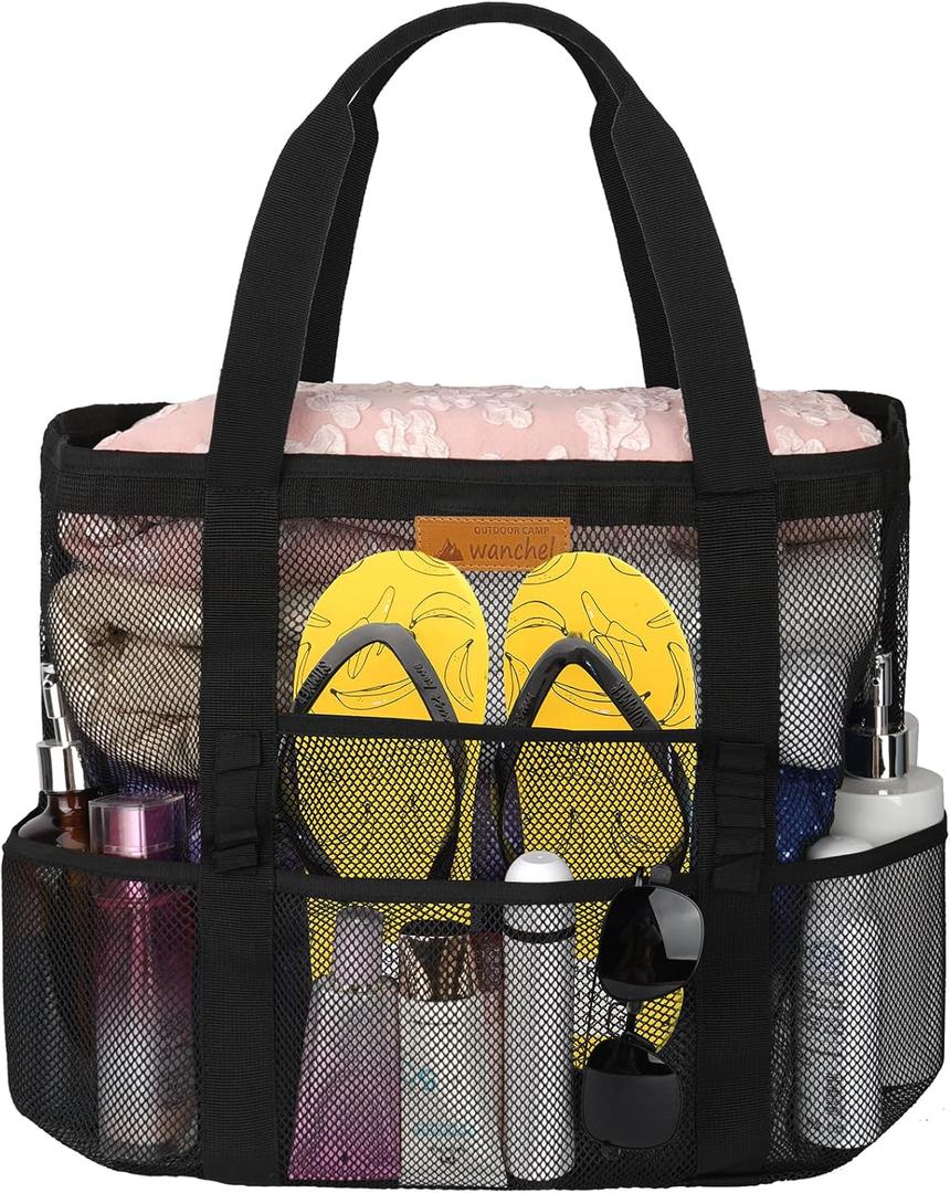 Mesh Beach Bags for Family - Women Beach Tote Bag for Toys, Towels, Travel Vacation Cruise Essentials