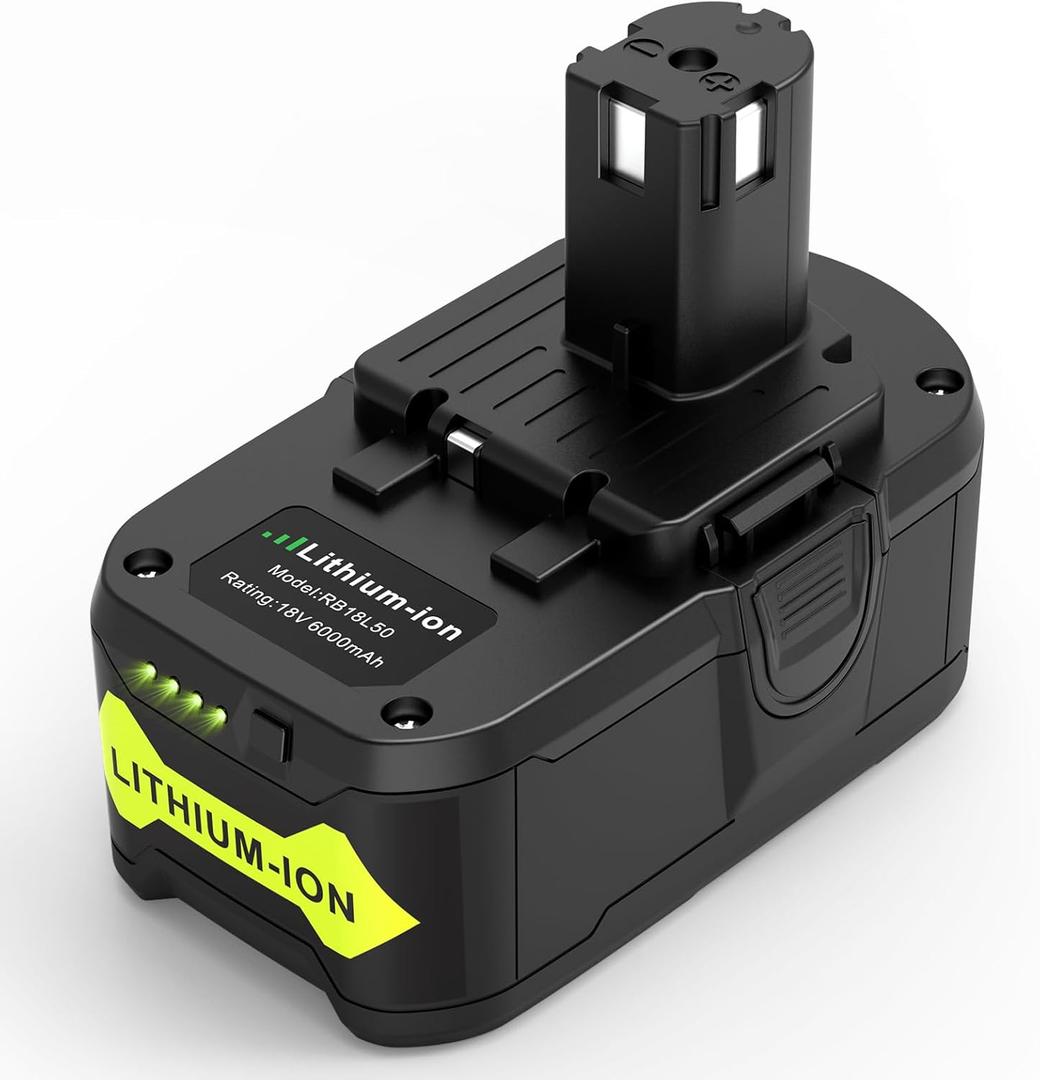 1 Pack RB18L50 18V 6000mAh Lithium Battery Compatible with Ryobi 18V BPL-1815 BPL-1820G BPL1820 BPL18151 P102 P103 P104 P105 P107 P109 P122 Cordless Power Tools