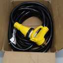 PlugSaf 50 Amp Generator Cord, 25FT 50 Amp RV Extension Cord with Twist Lock, Generator Cable 50A 4 Prong Yellow, NEMA 14-50P/SS2-50R Heavy Duty STW Wire for RV Camper & House
