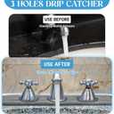 Teenyyou 2 Pcs Faucet Mat for Kitchen Sink Splash Guard for Kitchen Sink Faucet Dish Drying Mat for Bathroom Sponge Holder(Dark Gray,3 Round Holes)