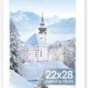 White Picture Frame 22x28, 22 x 28 Inch Aluminum Poster Frame for Wall, 22x28 Frames Matted to 18x24, 22 by 28 White Frame with Tempered Real Glass, 28x22 Art Frames (22x28 - 1P)