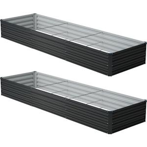 zunatu 12x2x1 ft(2 Pack) Galvanized Raised Garden Bed,Outdoor Planter Box Metal Patio Kit Planting Bed for Vegetables Flowers and Succulents,Black