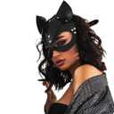 Mumbobyswim Women Cat Bunny Leather Masks Masquerade Mask for Cosplay Halloween Costume Accessory (Em-005)