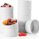Foraineam 12 Pieces 8 oz Porcelain Souffle Dishes, Oven Safe Ramekins White Bakeware Set Dessert Custard Baking Dishes Cups for Baking, Cooking, Serving and More