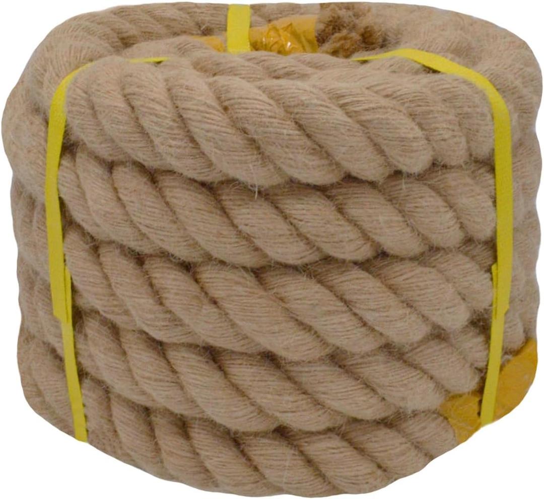 Twisted Manila Rope (1.5 Inch x 20 Feet) Natural Jute Thick Hemp Rope for Docks, Railings, Climbing, Landscaping, Decorating